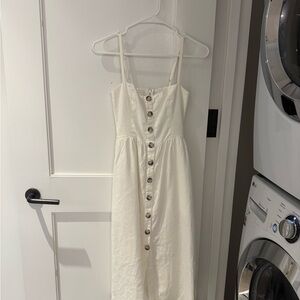 Reformation Cream Button-Front Midi Dress